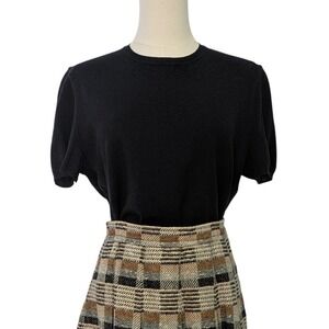 Vintage‎ 80s Salvatore Ferragamo Wool Knit Short sleeve black sweater top Italy